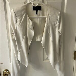 BCBGMaxAzria White Blazer Asymmetrical Waterfall Design